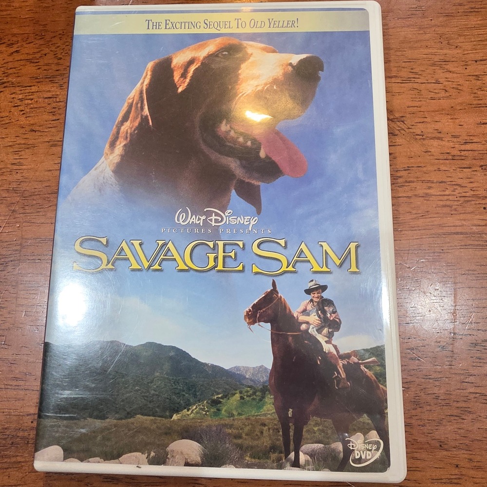 Disney Savage Sam DVD Kids Family Movie White Case Excellent Sequel Old Yeller